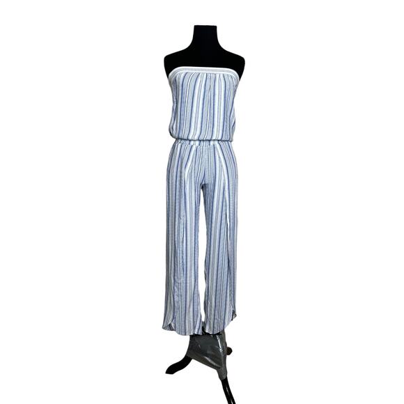 Samantha Dru Blue Striped Tulip Pant Strapless Jumpsuit Size XSP - Picture 10 of 10